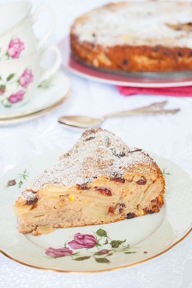 Russian Apple Cake Recipe - Sharlotka with Dried Fruits and Nuts
