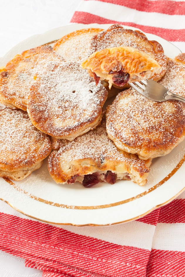 Homemade Pancakes with apples and dried fruits