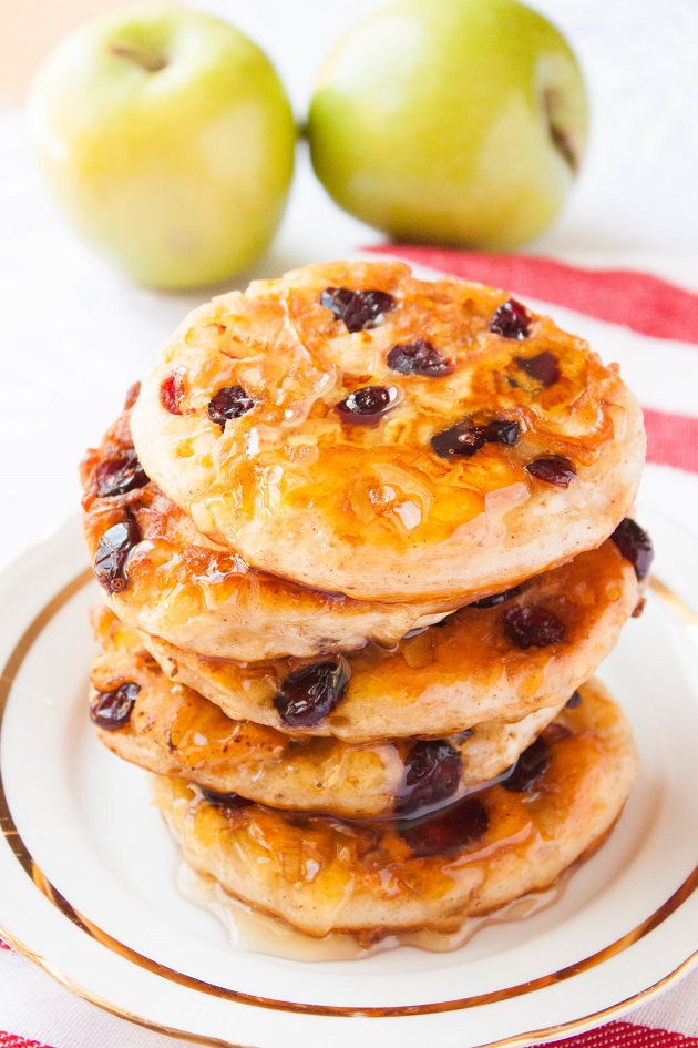 Delicious Homemade Pancakes with Apples and Cranberries