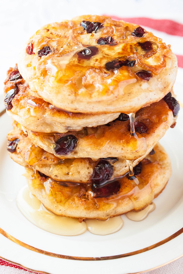 Delicious Homemade Pancakes with Apples and Cranberries