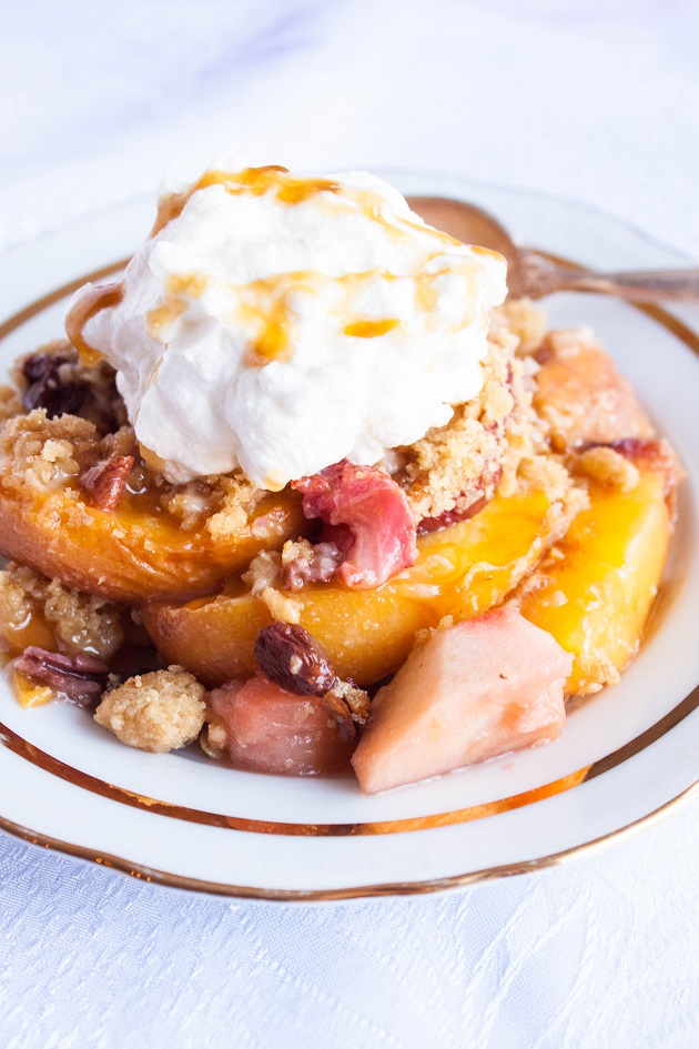 Apple Peach Crisp with Raisins and Pecans