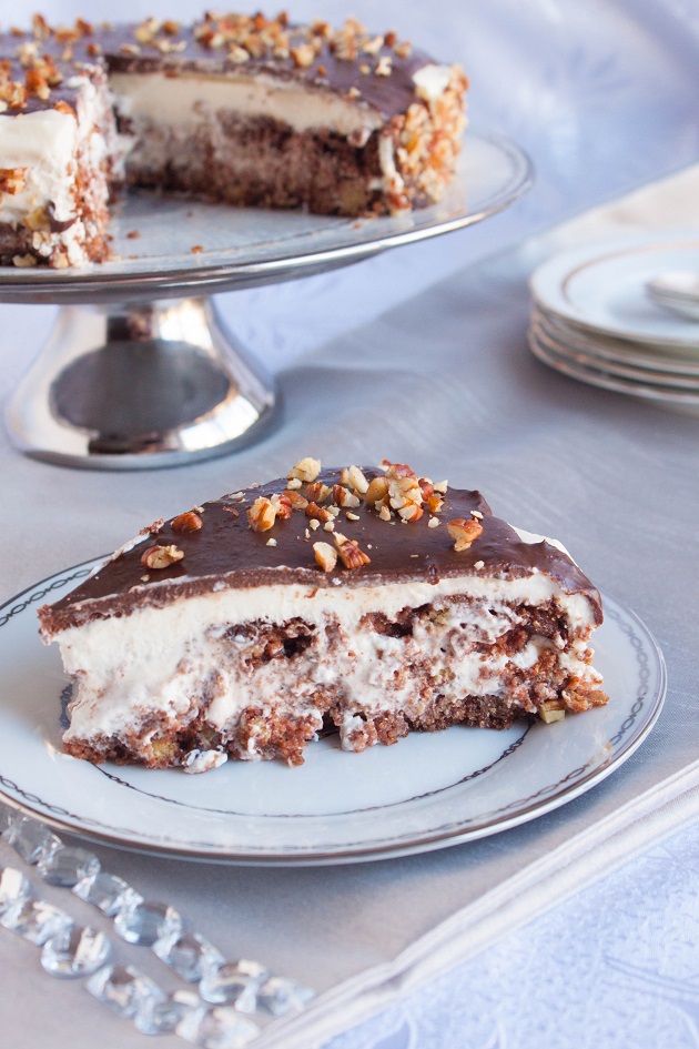 Chocolate Cake with Condensed milk Cream and Pecans