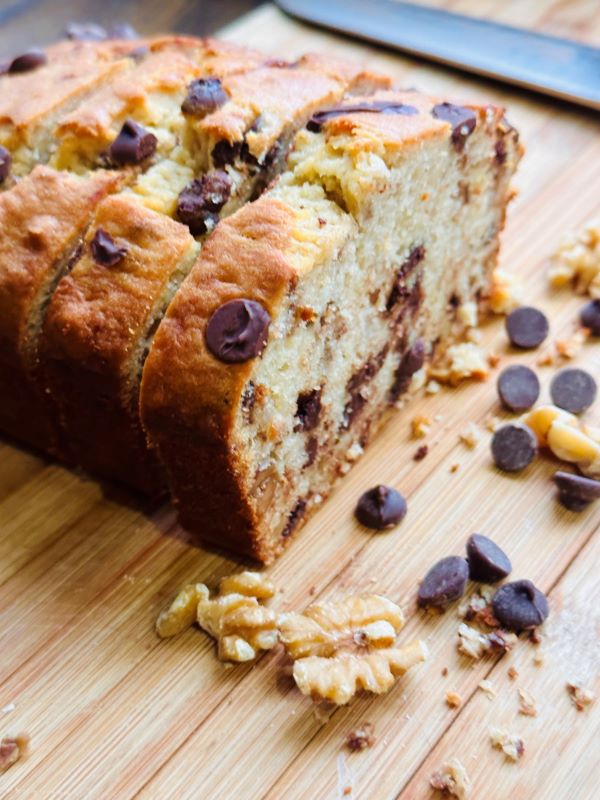 Banana Bread with Chocolate Chips and Walnuts