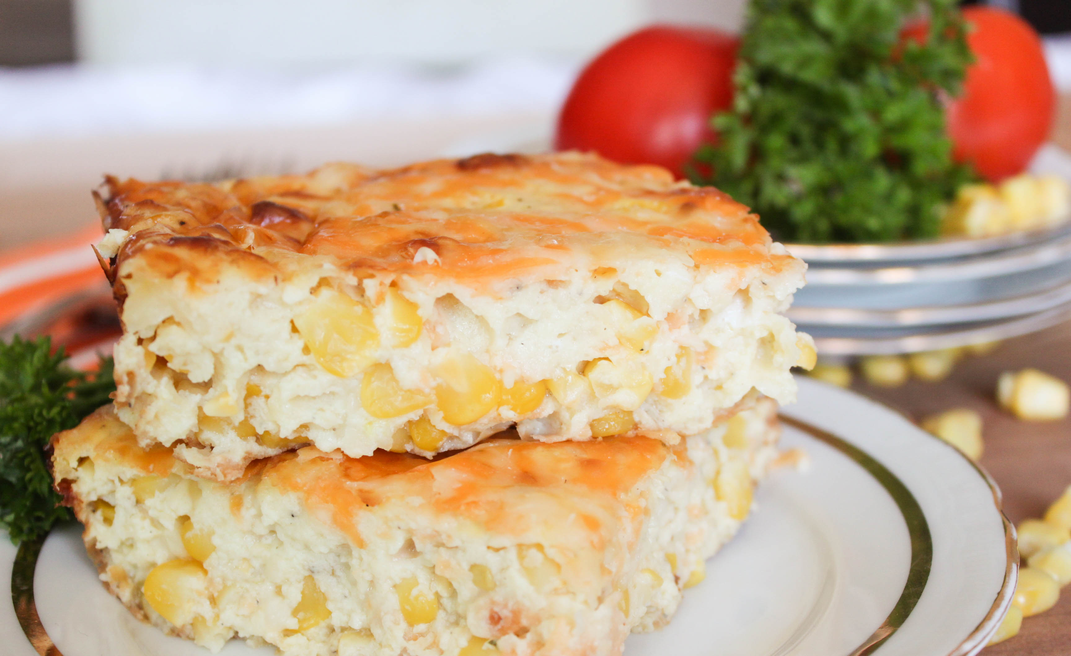 Crustless Corn Quiche - easy and delicious recipe. Great Vegetarian meal or a side dish. 