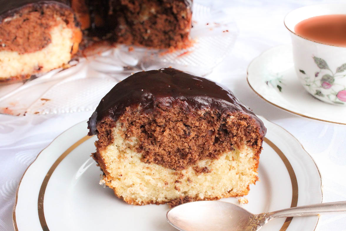 Marble Cake with Chocolate Ganache - Moist and Flavorful!