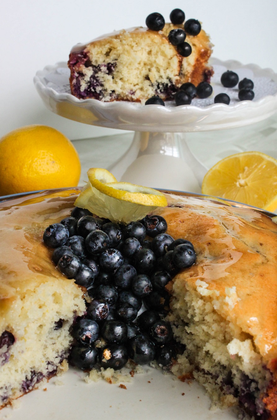 Lemon Blueberry cake with lemon sugary glaze - light and flavorful!