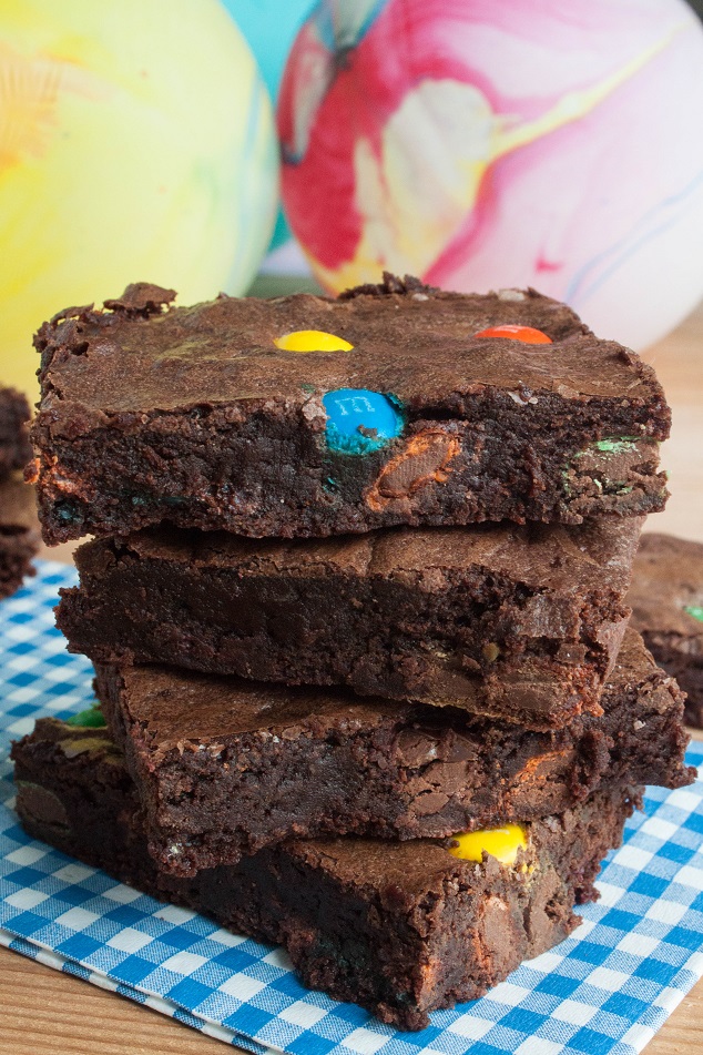 Fudgy and Gooey Cocoa M&M Brownies