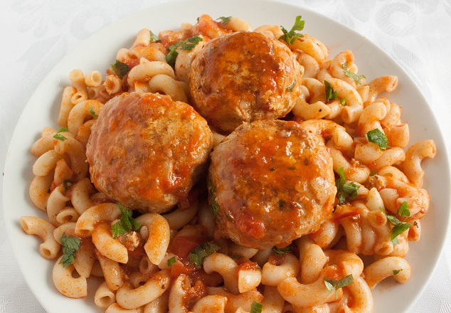 Chicken Meatballs with rice and parsley