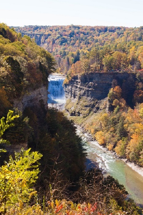 Waterfalls at Letchworth State Park in a fall